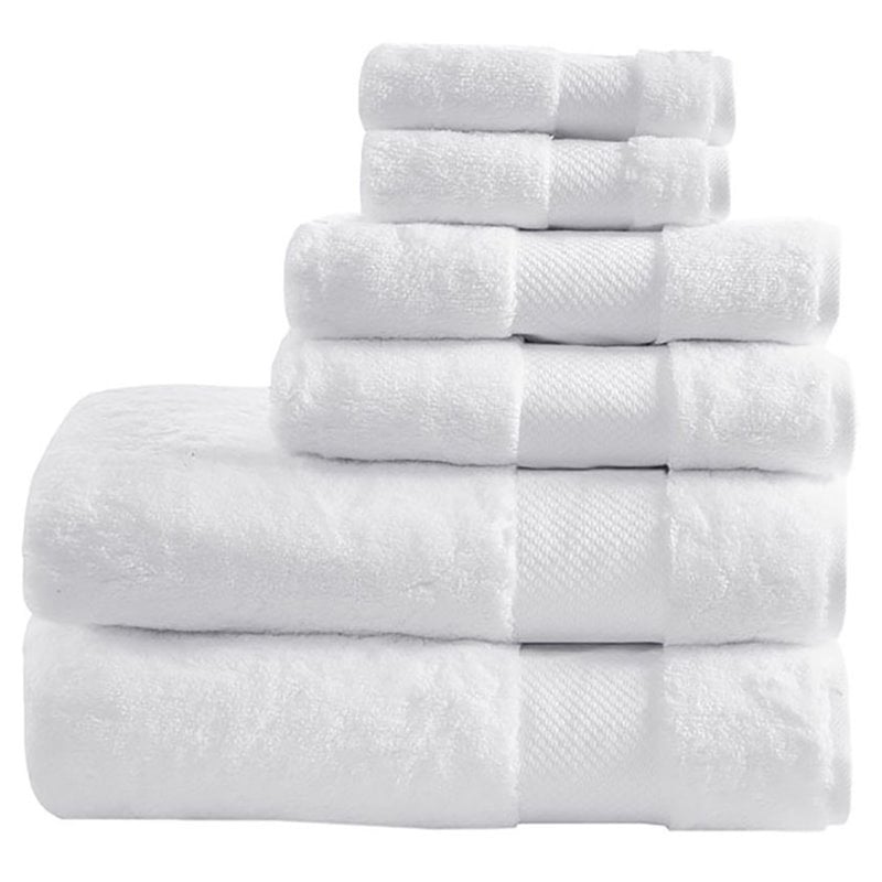 Madison Park Signature 6-Piece Transitional Cotton Bath Towel Set in White