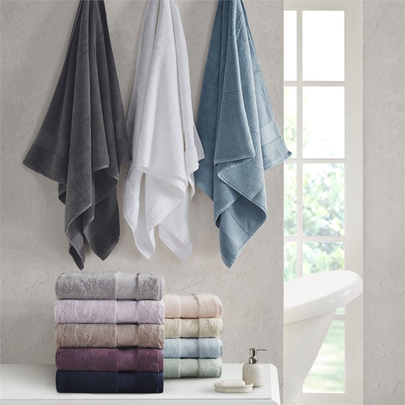 Madison Park Signature 6-Piece Transitional Cotton Bath Towel Set in Blue