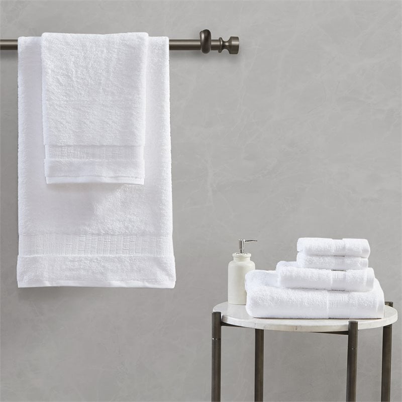 Madison Park Signature Luce 6-Piece Egyptian Cotton Towel Set in White