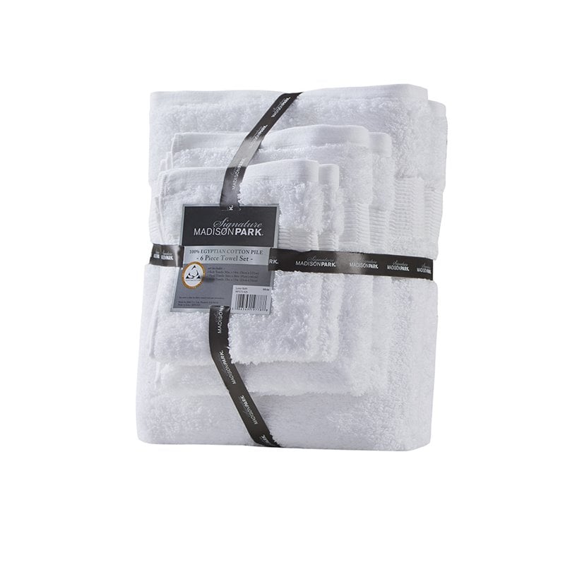 Madison Park Signature Luce 6-Piece Egyptian Cotton Towel Set in White