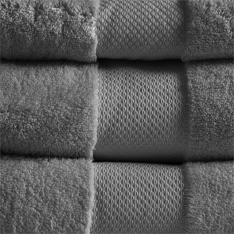 Madison Park Signature 6-Piece Transitional Cotton Bath Towel Set in Charcoal