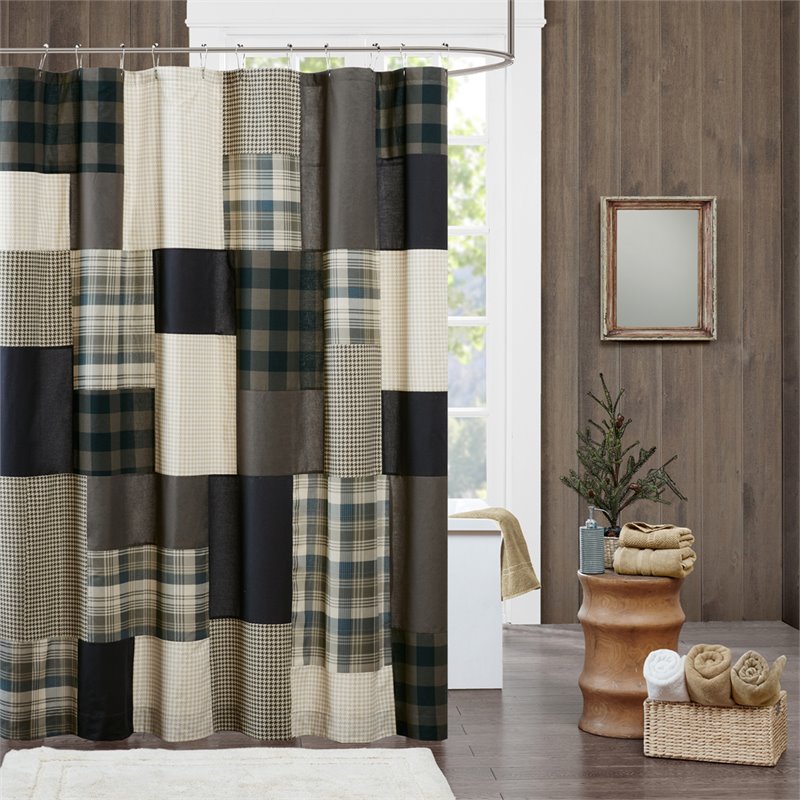 Woolrich Winter Hills Cotton Printed Lined Shower Curtain in Multi-Color