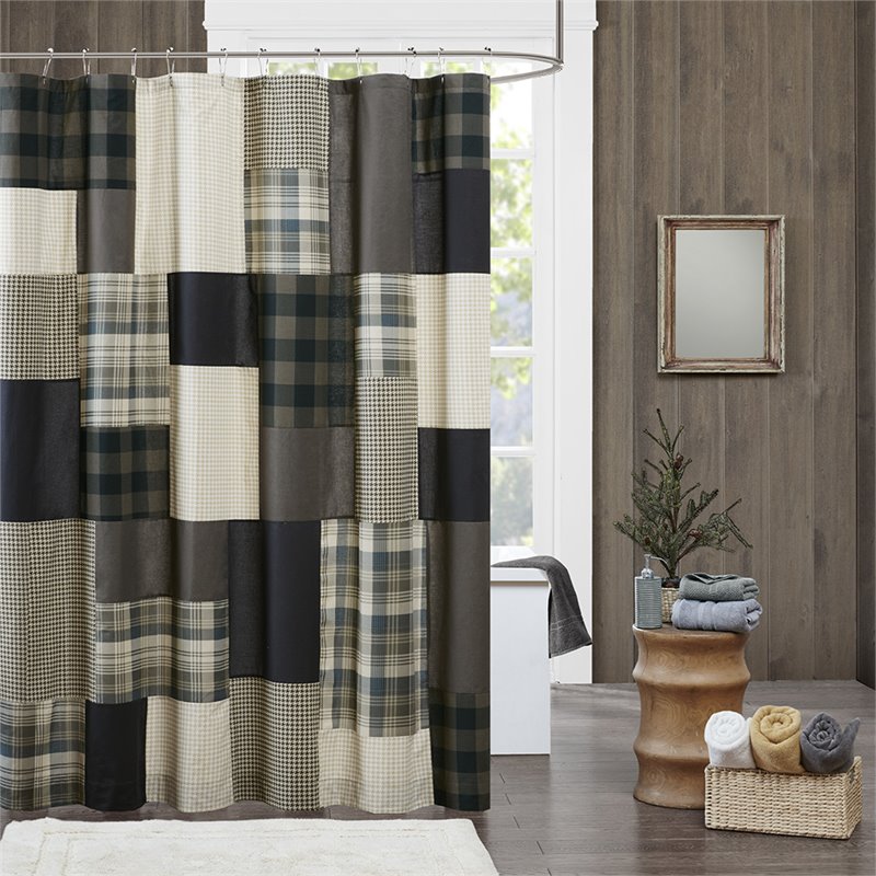 Woolrich Winter Hills Cotton Printed Lined Shower Curtain in Multi-Color