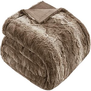madison park modern faux tip dyed brushed long fur throw in brown