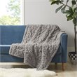 Madison Park Modern Solid Brushed Long Fur Knitted Throw in Gray