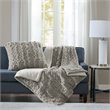Madison Park Modern Solid Brushed Long Fur Knitted Throw in Gray
