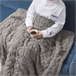 Madison Park Modern Solid Brushed Long Fur Knitted Throw in Gray