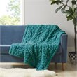 Madison Park Modern Solid Brushed Long Fur Knitted Throw in Blue