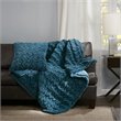 Madison Park Modern Solid Brushed Long Fur Knitted Throw in Blue