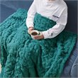 Madison Park Modern Solid Brushed Long Fur Knitted Throw in Blue