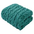 Madison Park Modern Solid Brushed Long Fur Knitted Throw in Blue