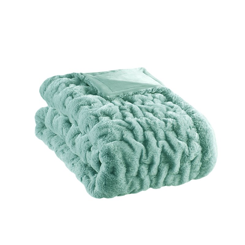 Madison Park Modern 100 Percent Polyester Fabric Solid Long Fur Throw in Purple