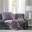 Madison Park Modern 100 Percent Polyester Fabric Solid Long Fur Throw in Purple