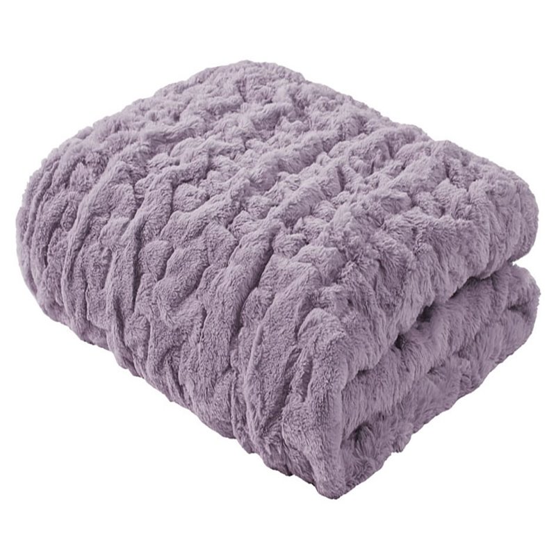 Madison Park Modern 100 Percent Polyester Fabric Solid Long Fur Throw in Purple