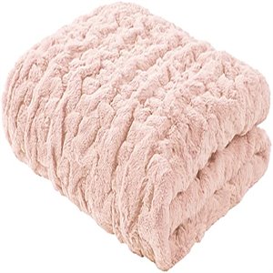 Madison Park Modern 100 Percent Polyester Fabric Solid Long Fur Throw in Pink