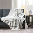 Madison Park Sachi Modern Printed Knitted Long Fur Throw in Gray