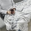 Madison Park Sachi Modern Printed Knitted Long Fur Throw in Gray