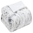 Madison Park Sachi Modern Printed Knitted Long Fur Throw in Gray