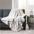 Madison Park Sachi Modern Printed Knitted Long Fur Throw in Natural