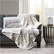 Madison Park Sachi Modern Printed Knitted Long Fur Throw in Natural