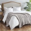 Madison Park Farmhouse Acrylic Fabric Chunky Double Knit Throw in Gray