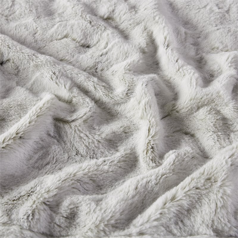 Madison Park Contemporary Faux Tip Dyed Brushed Long Fur Throw in Brown