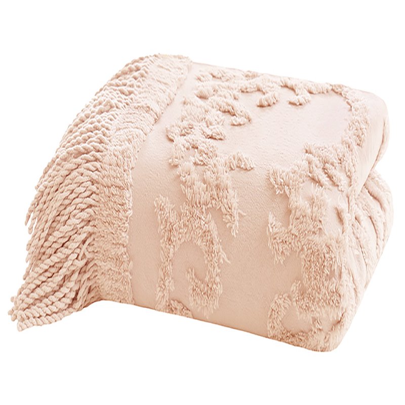 Madison Park Contemporary Cotton Chenille Tufted Throw in Pink