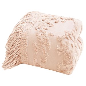 Madison Park Contemporary Cotton Chenille Tufted Throw in Pink