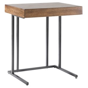 INK+IVY Wynn 26&quot Mid-Century Wood and Metal Pull Up Table in Brown