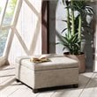 Madison Park Aspen Fabric & Solid Wood Button Tufted Storage Ottoman in Brown