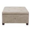 Madison Park Aspen Fabric & Solid Wood Button Tufted Storage Ottoman in Brown