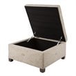 Madison Park Aspen Fabric & Solid Wood Button Tufted Storage Ottoman in Brown