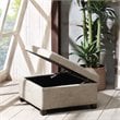 Madison Park Aspen Fabric & Solid Wood Button Tufted Storage Ottoman in Brown