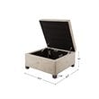 Madison Park Aspen Fabric & Solid Wood Button Tufted Storage Ottoman in Brown