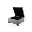 Madison Park Aspen Fabric & Solid Wood Button Tufted Storage Ottoman in Charcoal