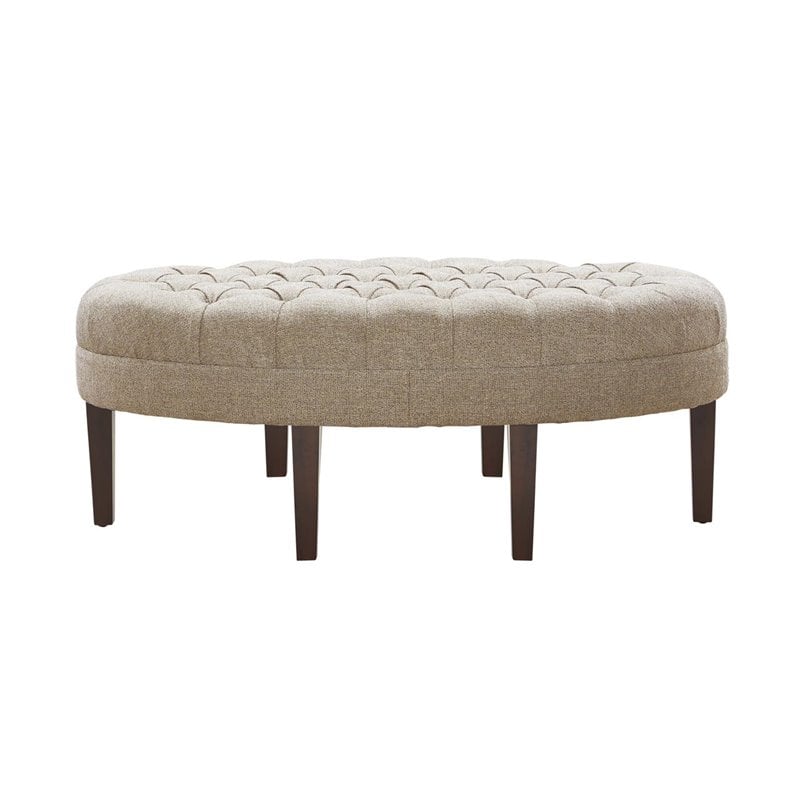 Madison Park Martin Modern Fabric and Solid Wood Bench in Beige
