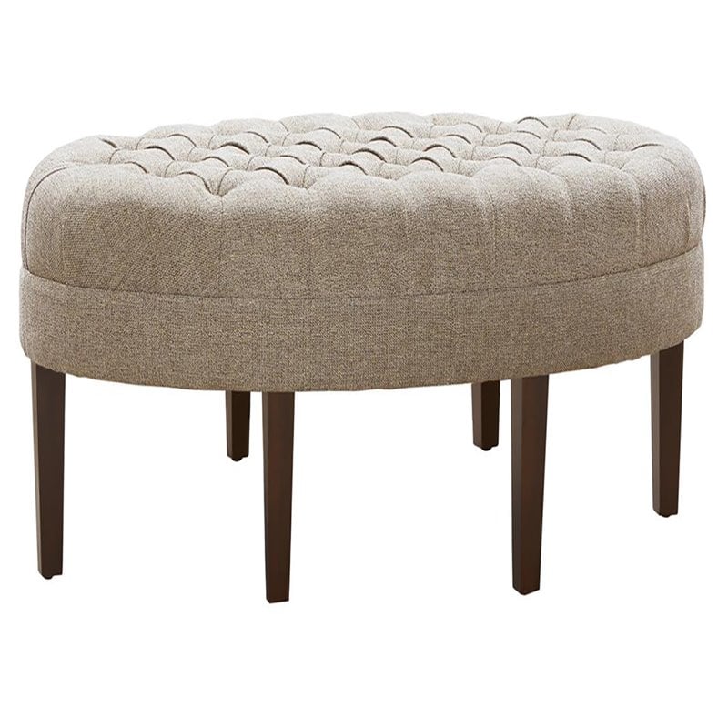 Madison Park Martin Modern Fabric and Solid Wood Bench in Beige
