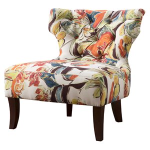 Madison Park Erika 31&quot Fabric Hourglass Tufted Armless Chair in Multi-Color