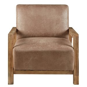 INK+IVY Easton 28.5&quot PU Leather Low Profile Accent Chair in Reclaimed Oak