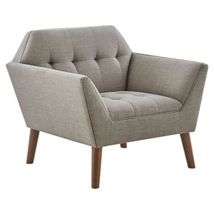 INK+IVY Newport 31.5&quot Fabric and Solid Wood Lounge Chair in Gray/Pecan