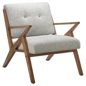 INK+IVY Rocket 32.5&quot Fabric and Solid Wood Lounge in Light Gray/Pecan