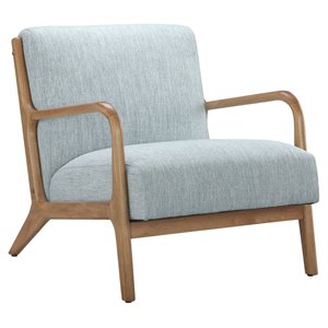 INK+IVY Novak 29&quot Fabric and Solid Wood Lounge Chair in Light Blue/Natural
