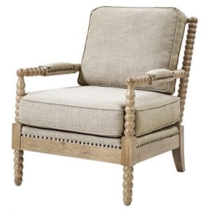 Madison Park Donohue 37.75&quot Fabric and Solid Wood Accent Chair in Caramel Oak