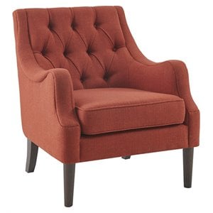 Madison Park Qwen 33.5&quot Fabric and Solid Wood Accent Chair in Spice Orange