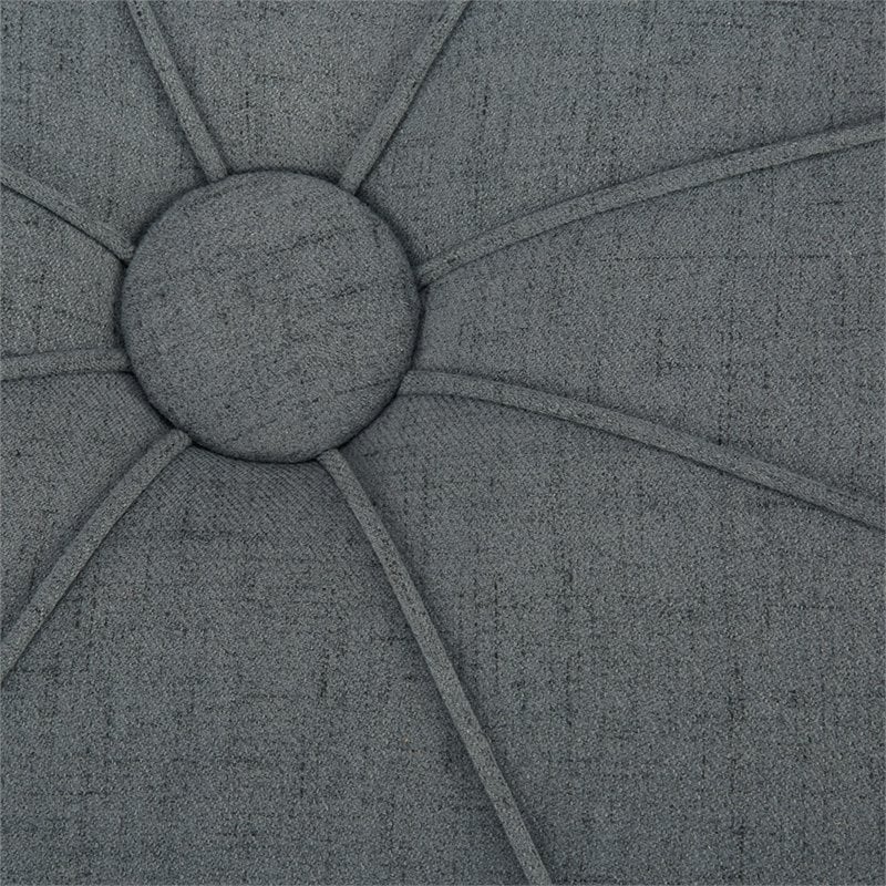 Madison Park Ferris Oval Fabric and Solid Wood Ottoman in Charcoal Gray