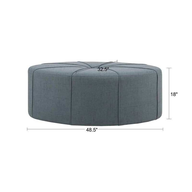 Madison Park Ferris Oval Fabric and Solid Wood Ottoman in Charcoal Gray