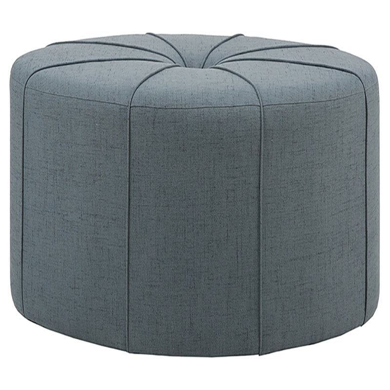 Madison Park Ferris Oval Fabric and Solid Wood Ottoman in Charcoal Gray