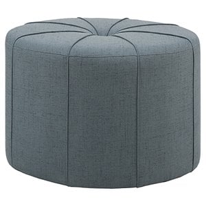 Madison Park Ferris Oval Fabric and Solid Wood Ottoman in Charcoal Gray
