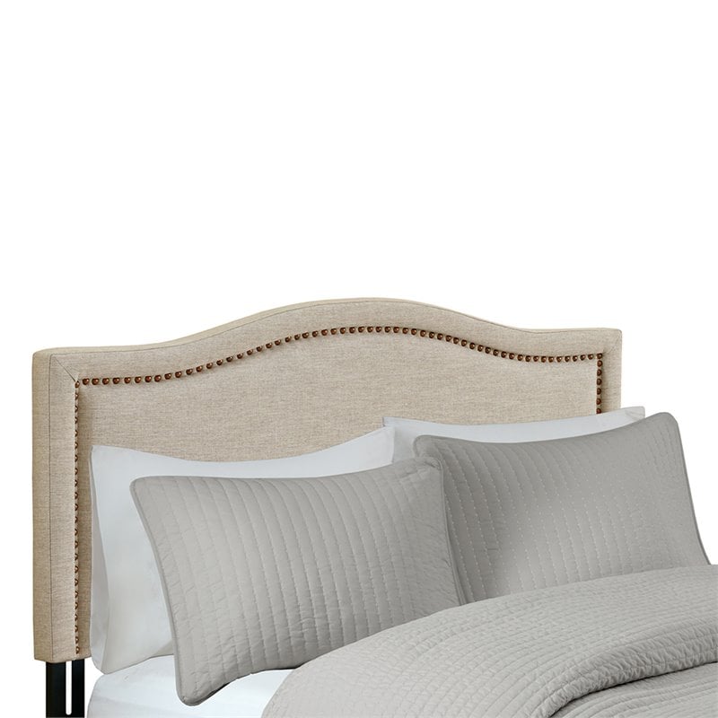 Madison Park Nadine Fabric and Wood King Headboard in Natural