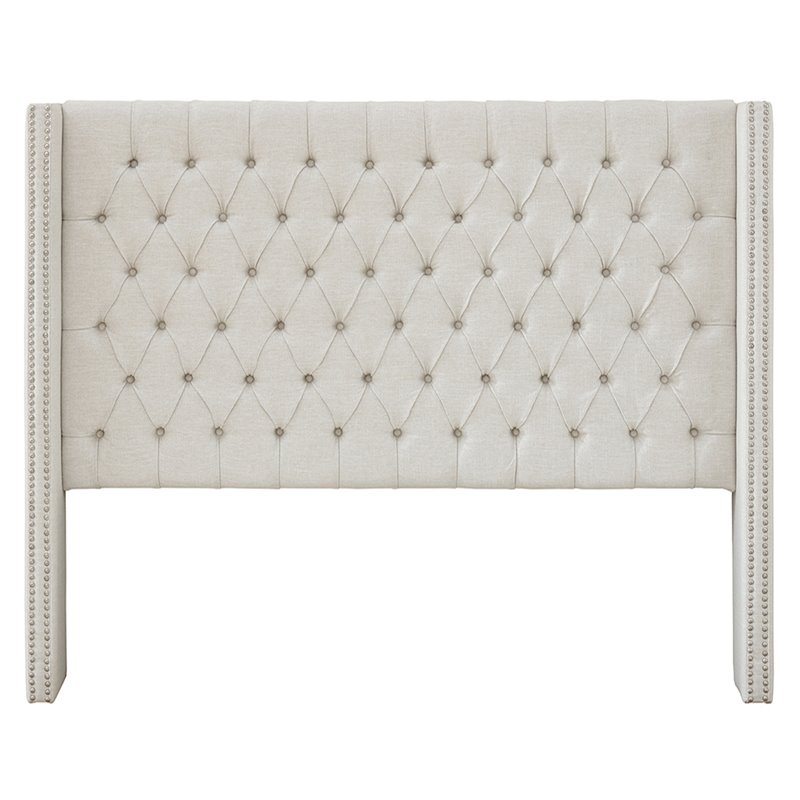 Madison Park Amelia Transitional Fabric and Wood Queen Headboard in Cream